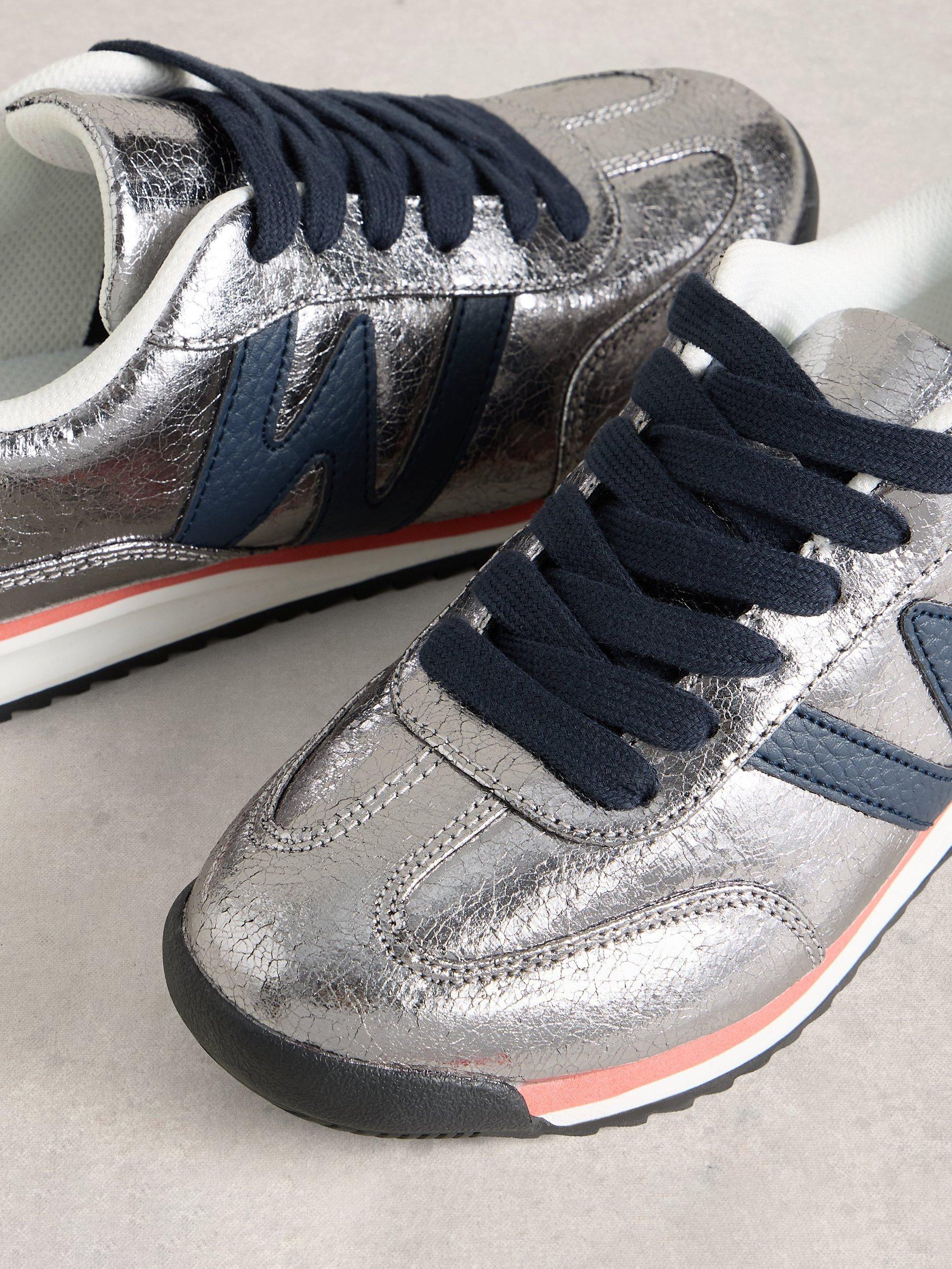 Product image 3 of 4, which shows White Stuff Lucy Trainers, Silver/Metalic, 3