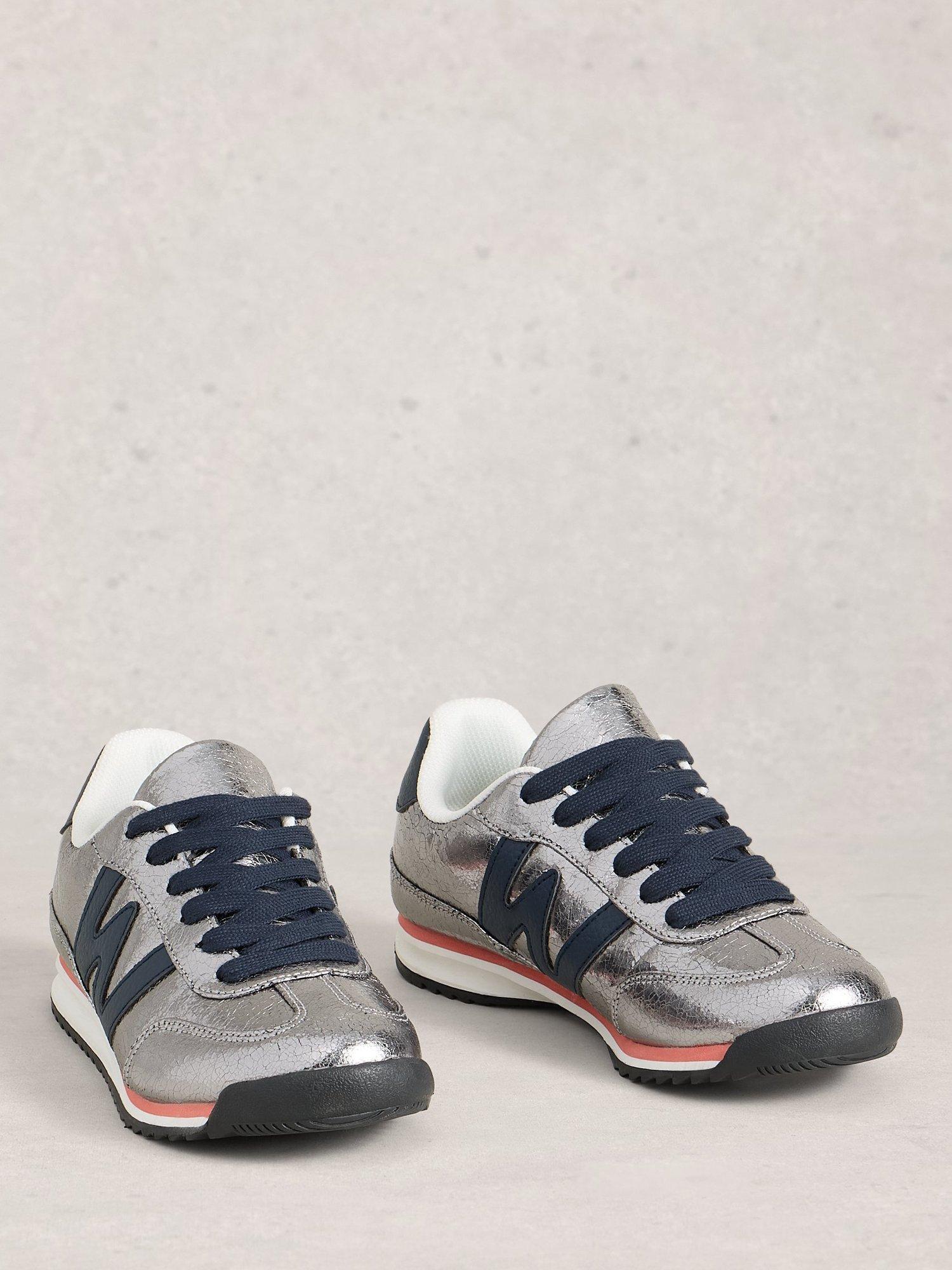 Product image 4 of 4, which shows White Stuff Lucy Trainers, Silver/Metalic, 3