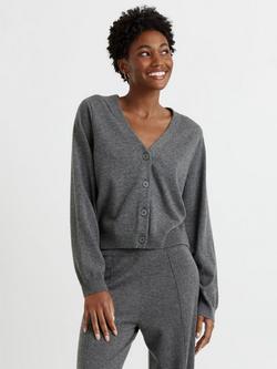 Chinti & Parker Cashmere Rich Cropped Cardigan, Grey, Grey