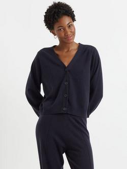 Chinti & Parker Cashmere Rich Cropped Cardigan, Navy, Navy