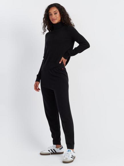 Chinti & Parker Basics Wool Rich Tapered Joggers, Black, Black