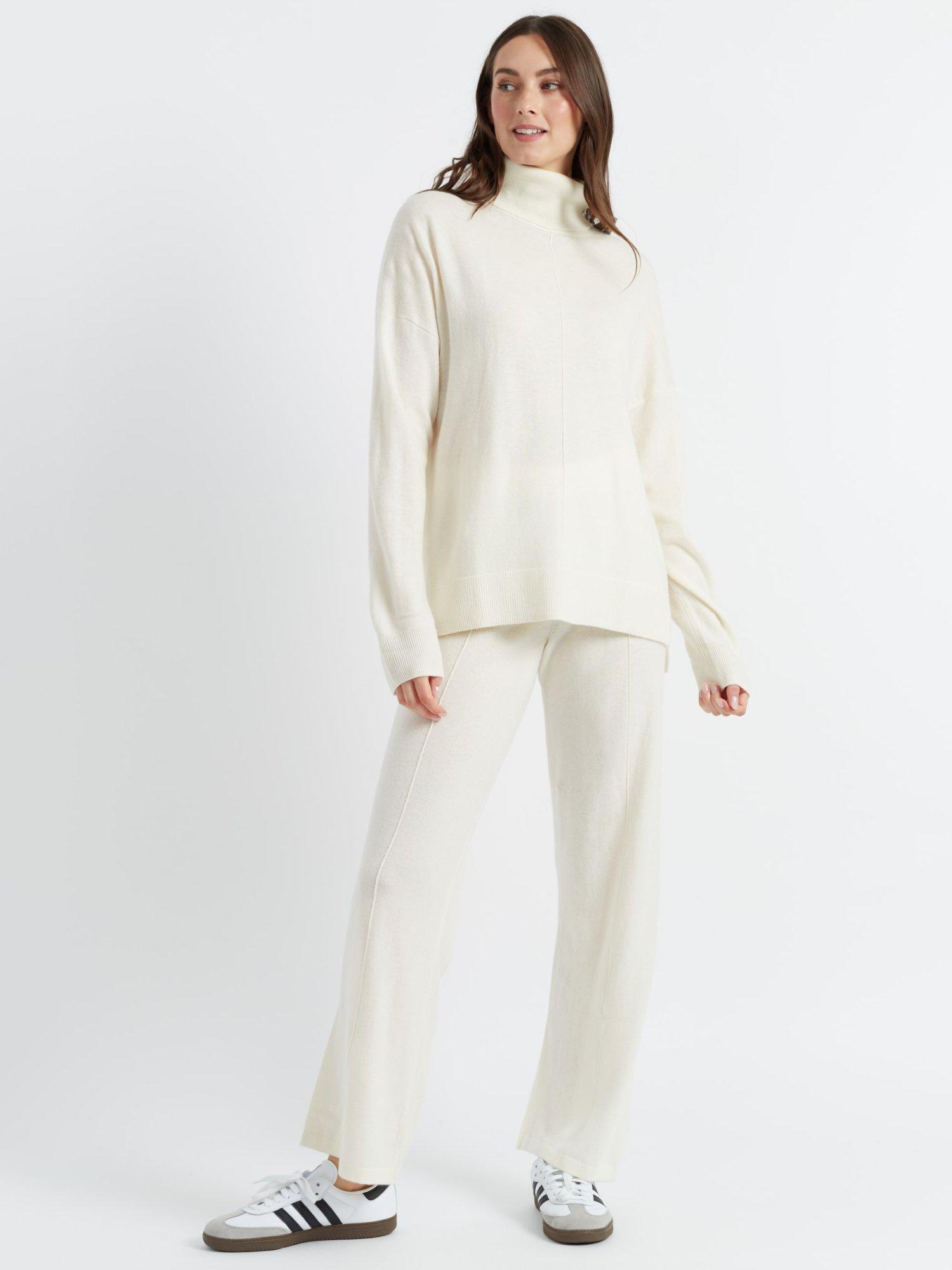 Product image 1 of 4, which shows Chinti & Parker Relaxed Wool Rich Roll Neck Jumper, Cream, XS