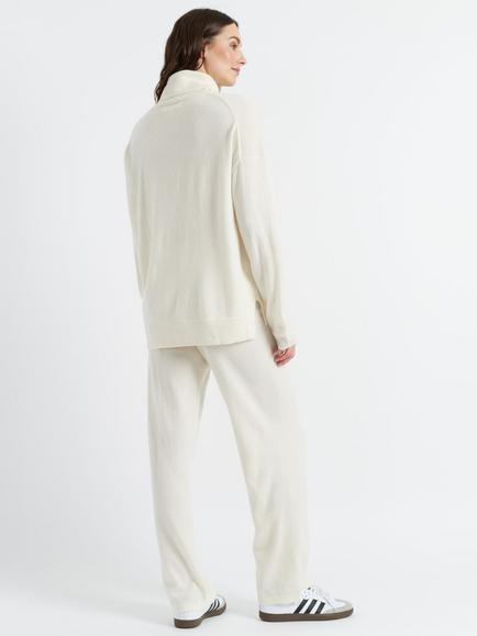 Chinti & Parker Relaxed Wool Rich Roll Neck Jumper, Cream - view 2, Cream