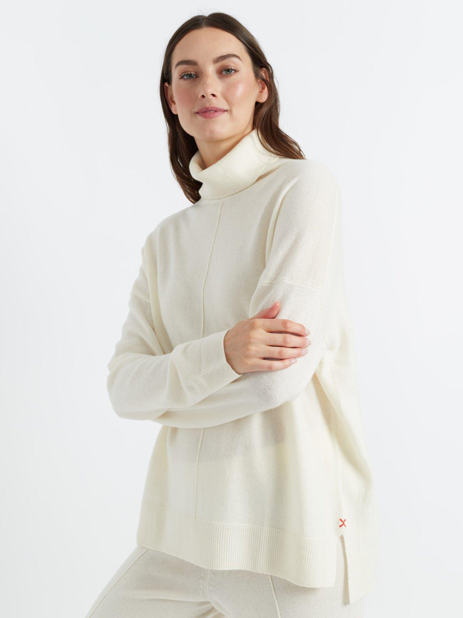Product image 3 of 4, which shows Chinti & Parker Relaxed Wool Rich Roll Neck Jumper, Cream, XS