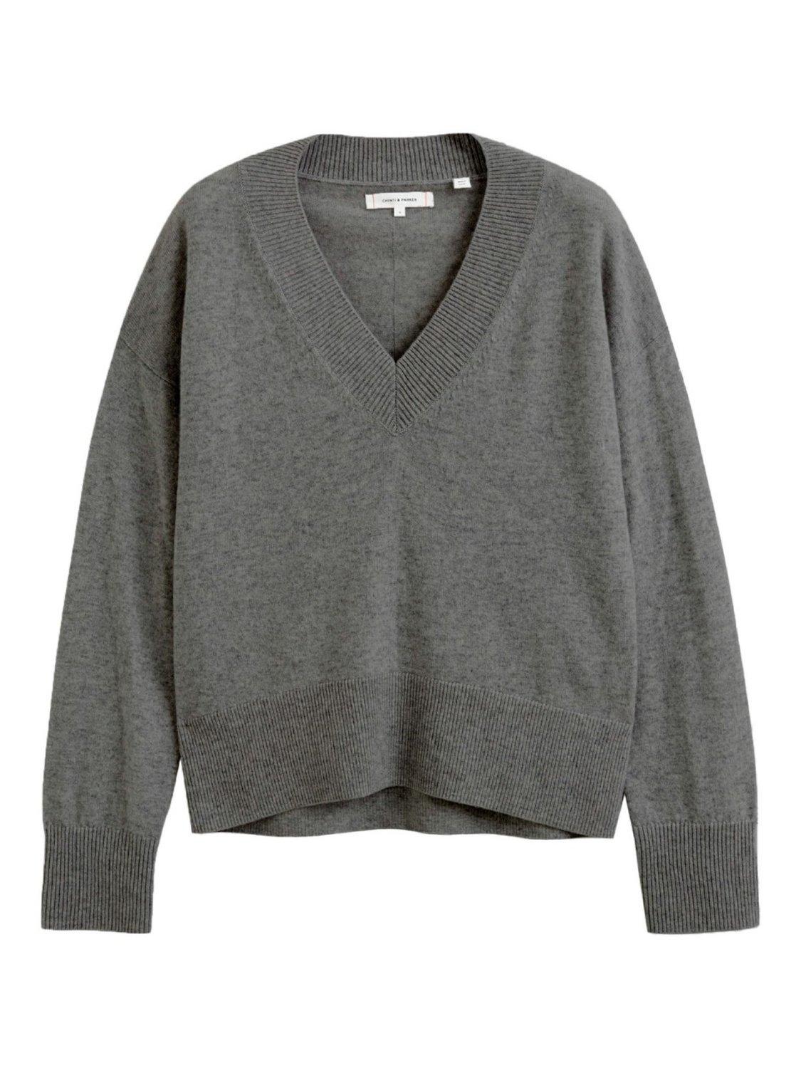 Product image 3 of 3, which shows Chinti & Parker Cashmere Blend V-Neck Sweater, Grey, XS