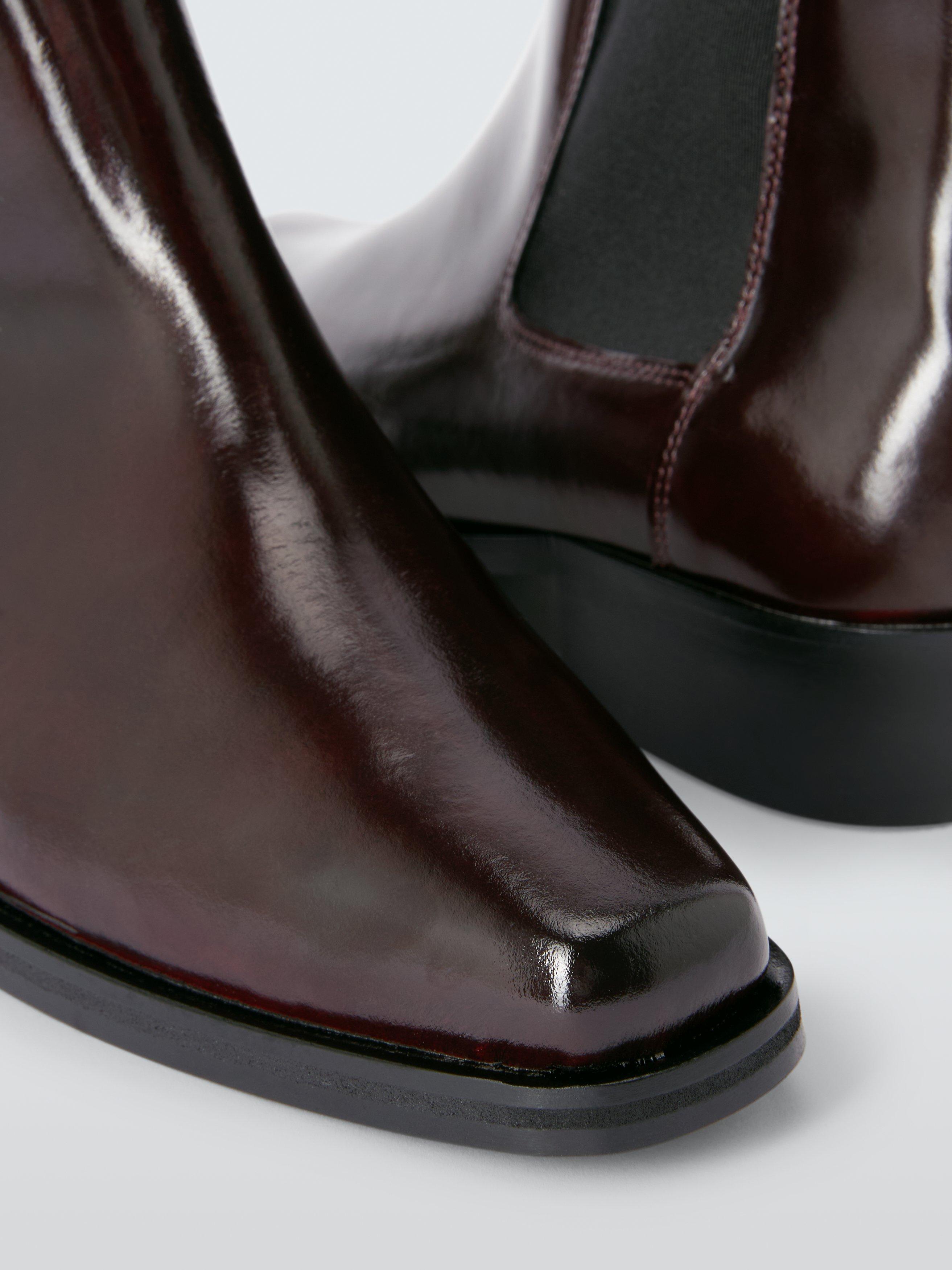 Product image 5 of 6, which shows John Lewis Paisley Leather Chisel Toe Western Ankle Boots, Burgundy, 3