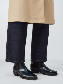 John Lewis Paisley Leather Chisel Toe Western Ankle Boots - view 2, Navy