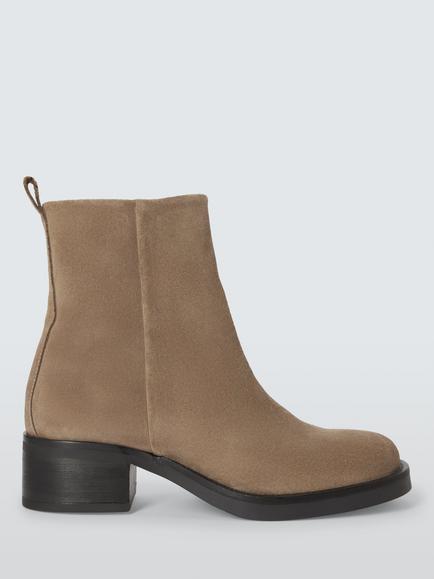 John Lewis Salcombe Suede Casual Ankle Boots, Cognac