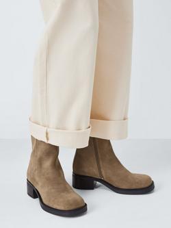 John Lewis Salcombe Suede Casual Ankle Boots - view 2, Cognac