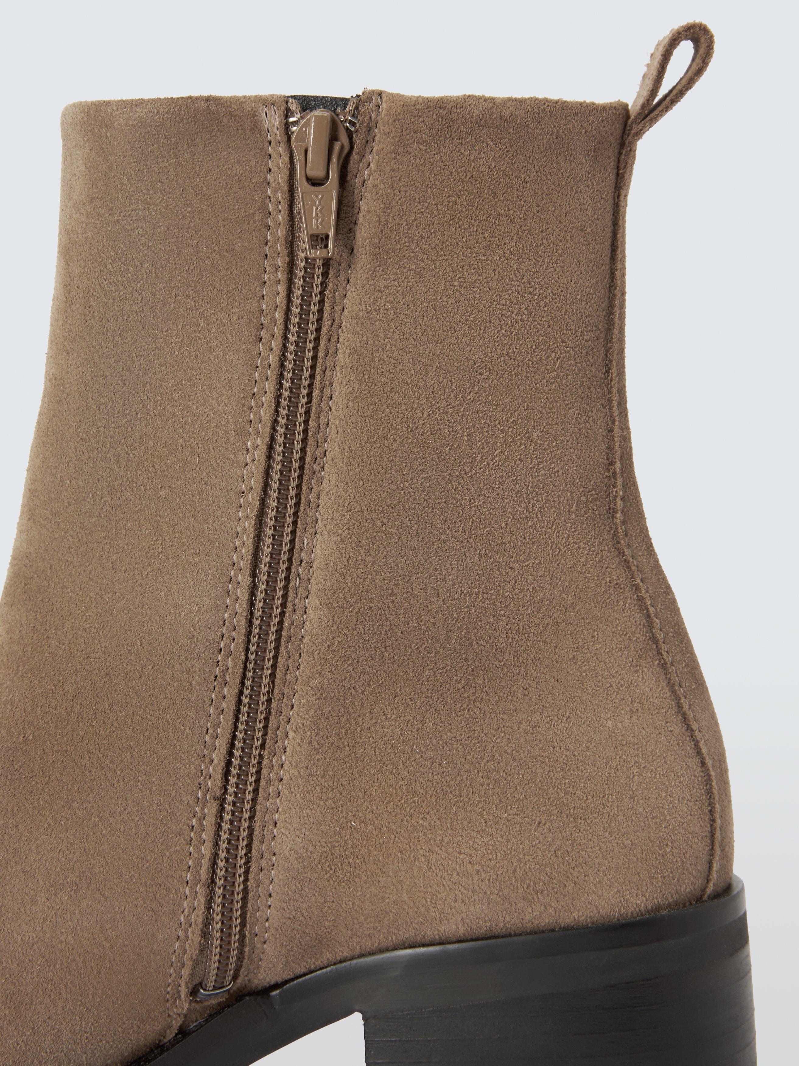 Product image 4 of 6, which shows John Lewis Salcombe Suede Casual Ankle Boots, Cognac, 3