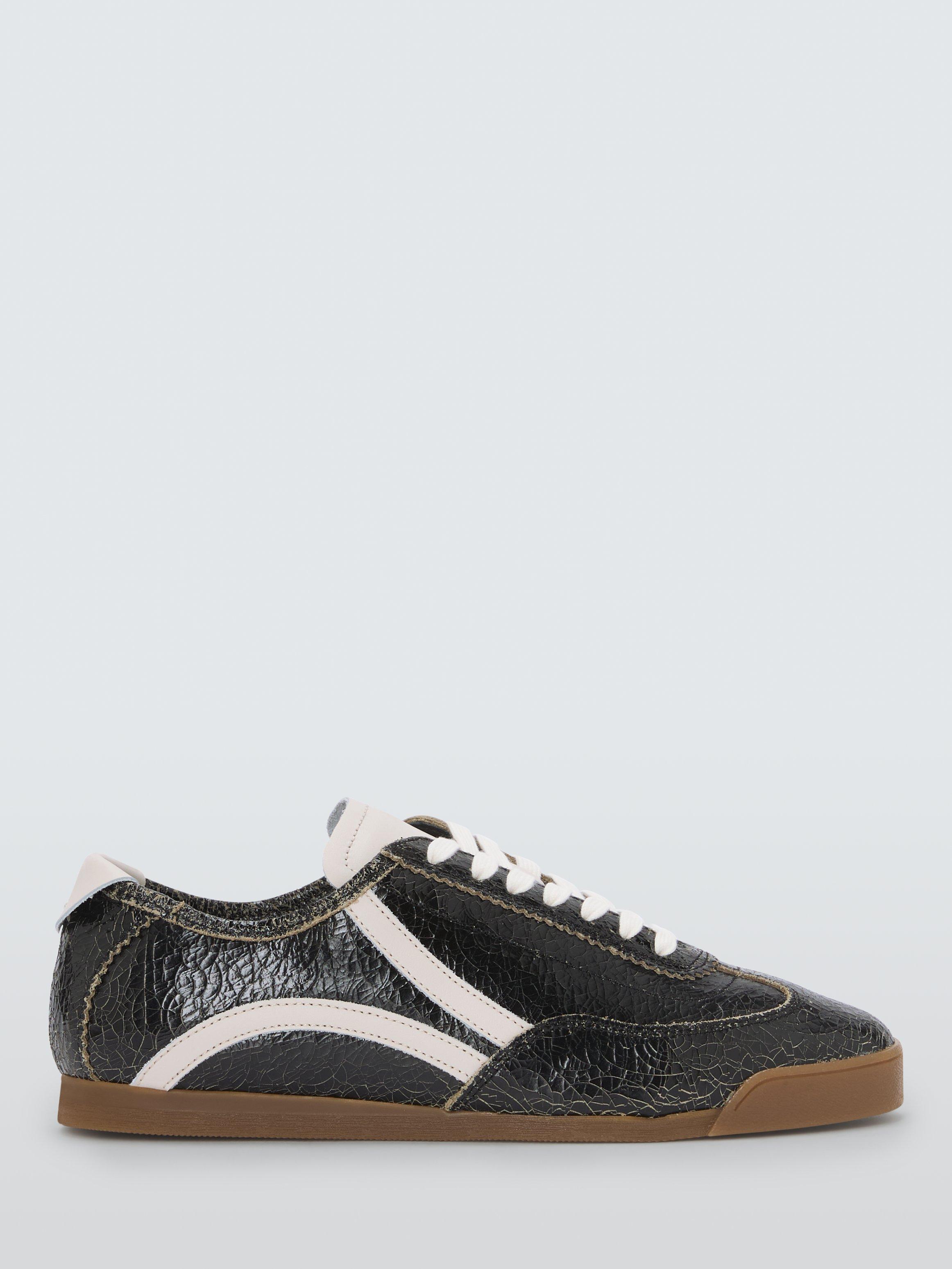 Product image 1 of 6, which shows John Lewis Eryton Leather Slim Runner Trainers, Black, 3