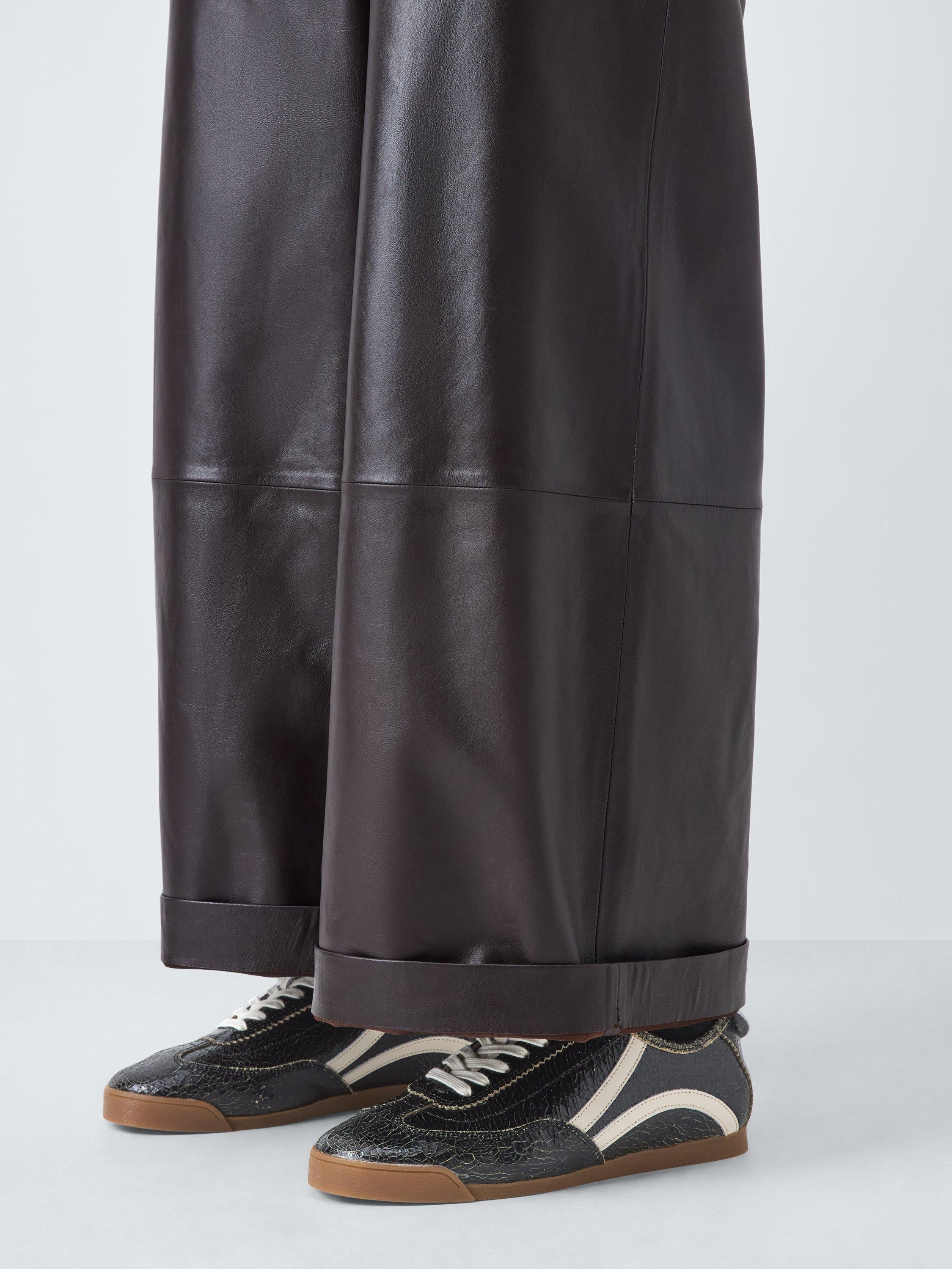 Product image 2 of 6, which shows John Lewis Eryton Leather Slim Runner Trainers, Black, 3