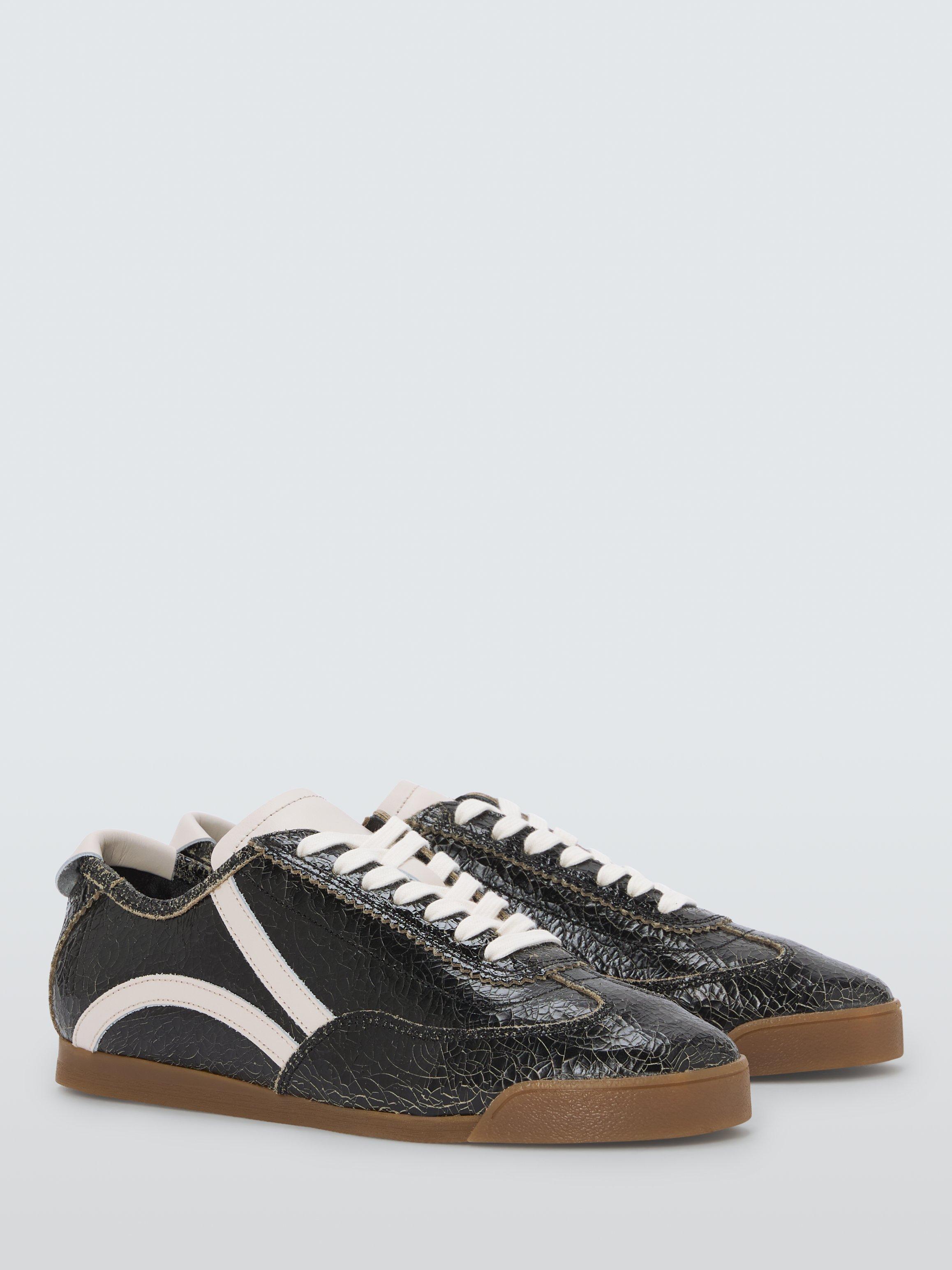 Product image 3 of 6, which shows John Lewis Eryton Leather Slim Runner Trainers, Black, 3