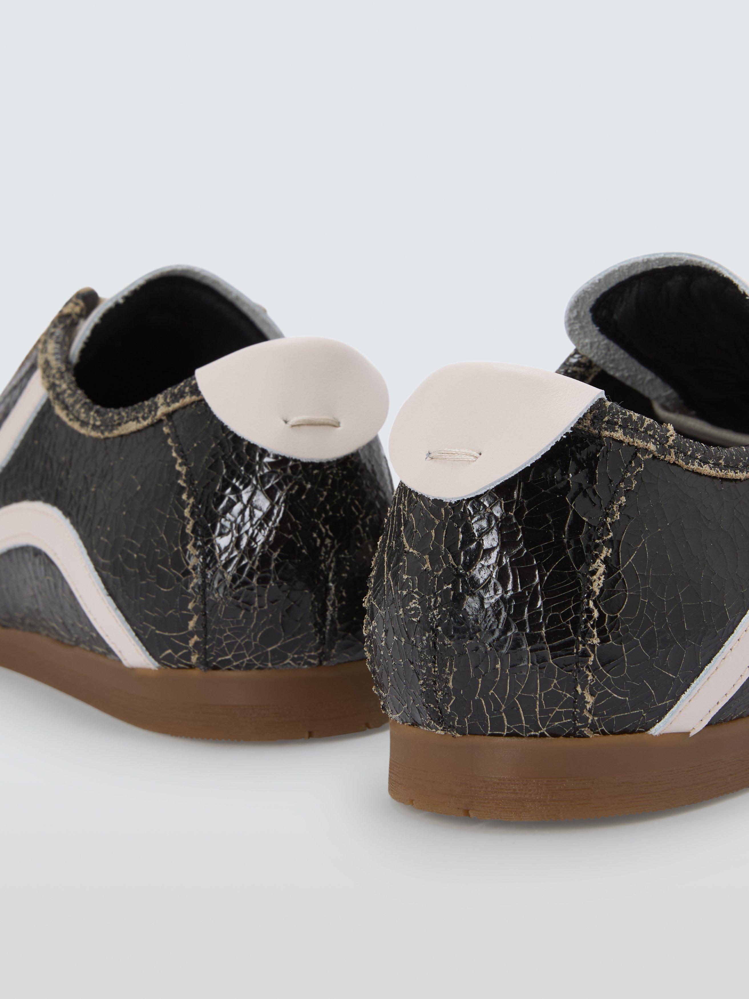 Product image 4 of 6, which shows John Lewis Eryton Leather Slim Runner Trainers, Black, 3