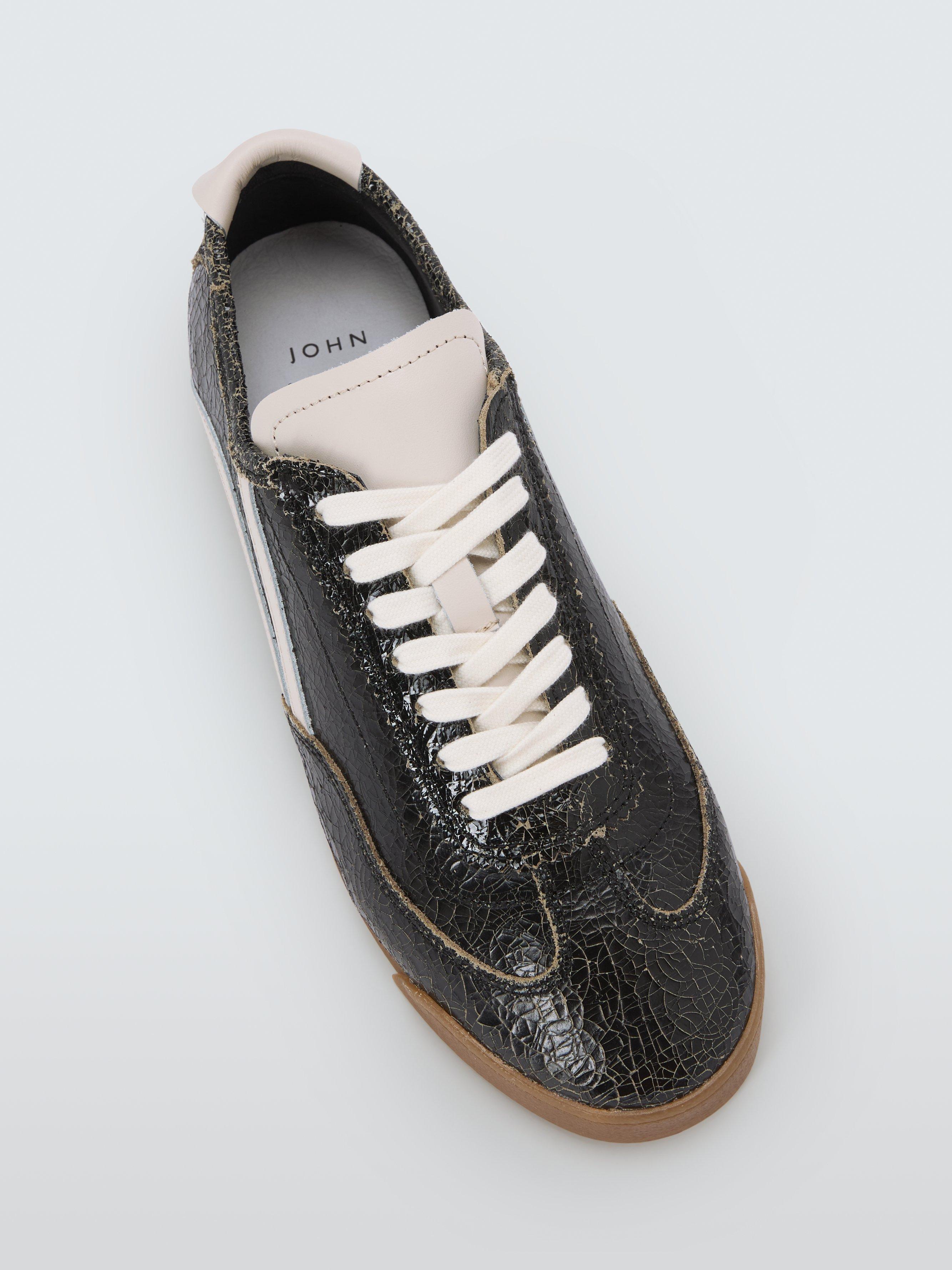 Product image 5 of 6, which shows John Lewis Eryton Leather Slim Runner Trainers, Black, 3