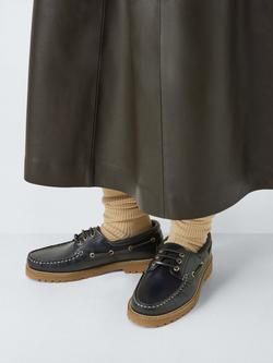 John Lewis Ferns Leather Casual Boat Shoes - view 2, Midnight Blue