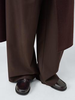 John Lewis Golders Leather Square Toe Loafers, Bordeaux - view 2, Bordeaux