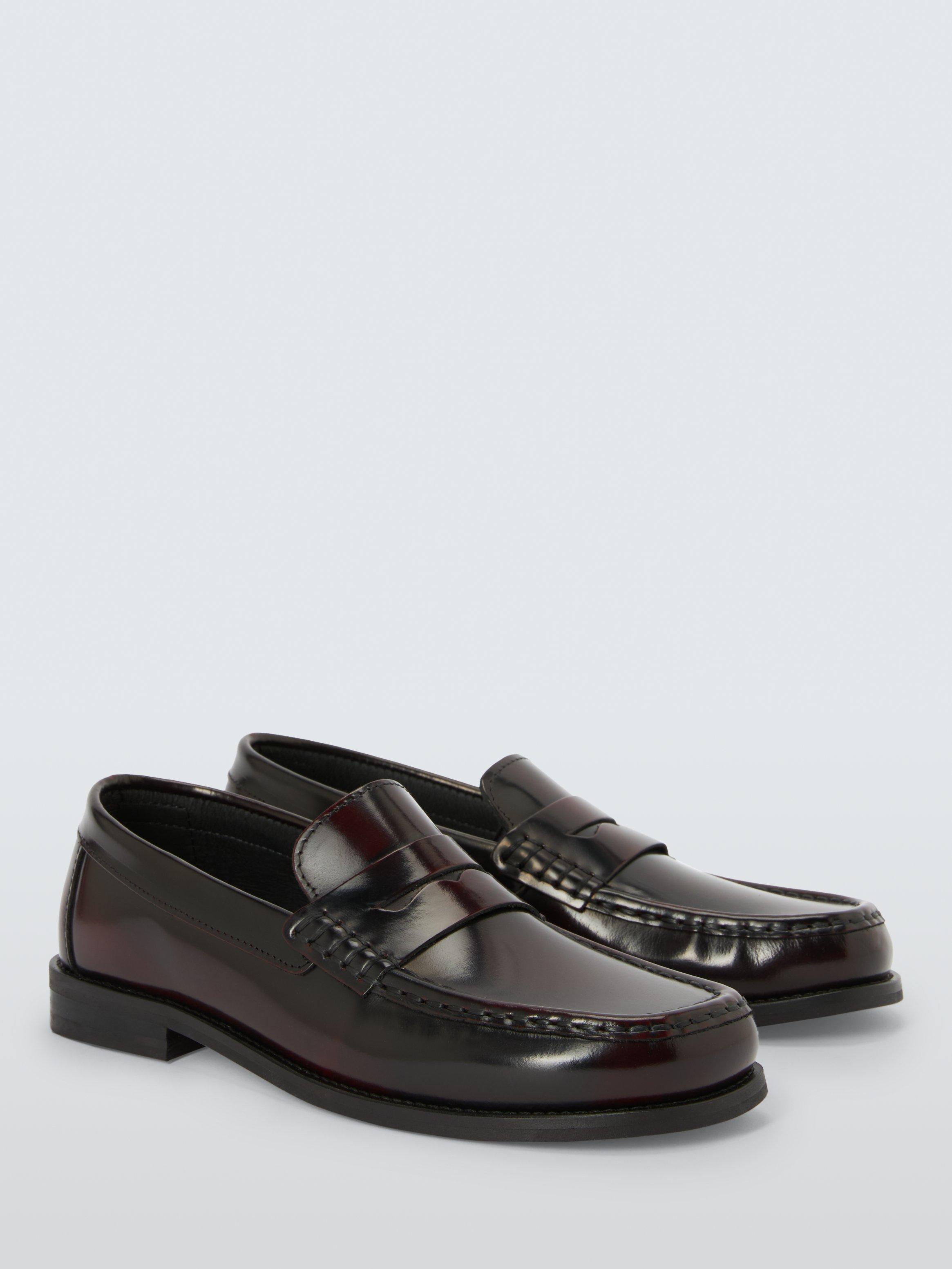 Product image 3 of 6, which shows John Lewis Golders Leather Square Toe Loafers, Bordeaux, 3