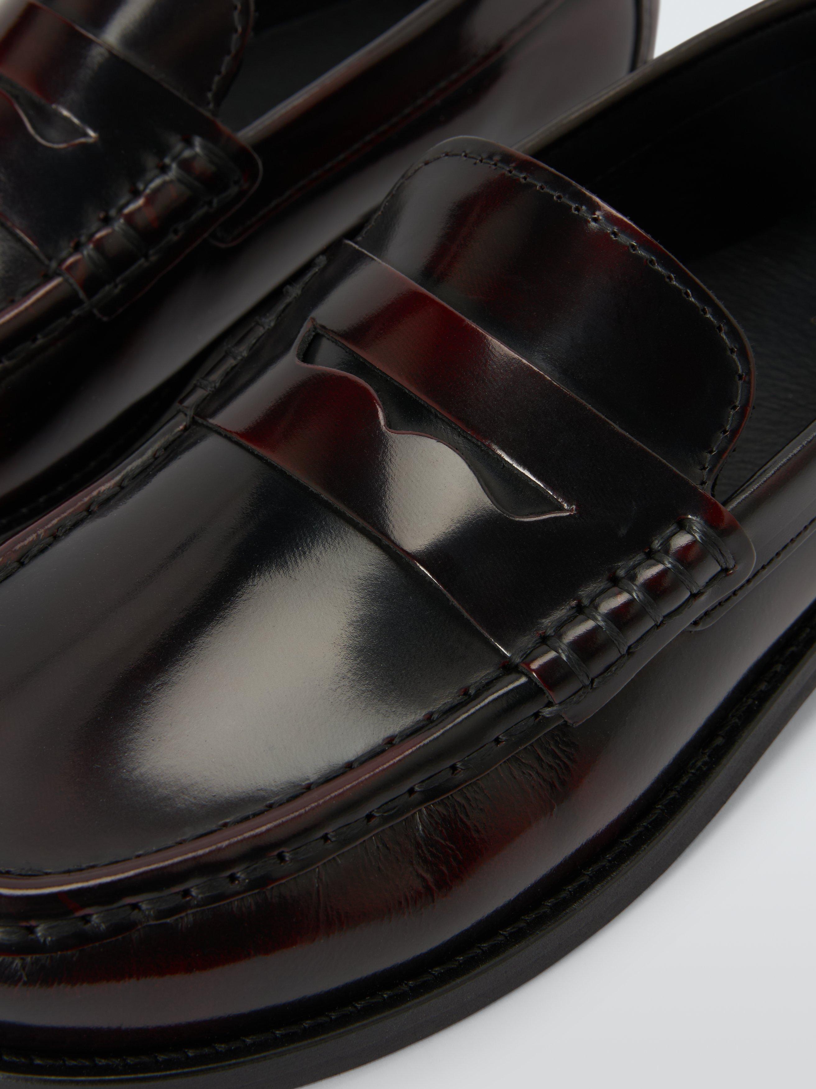 Product image 4 of 6, which shows John Lewis Golders Leather Square Toe Loafers, Bordeaux, 3