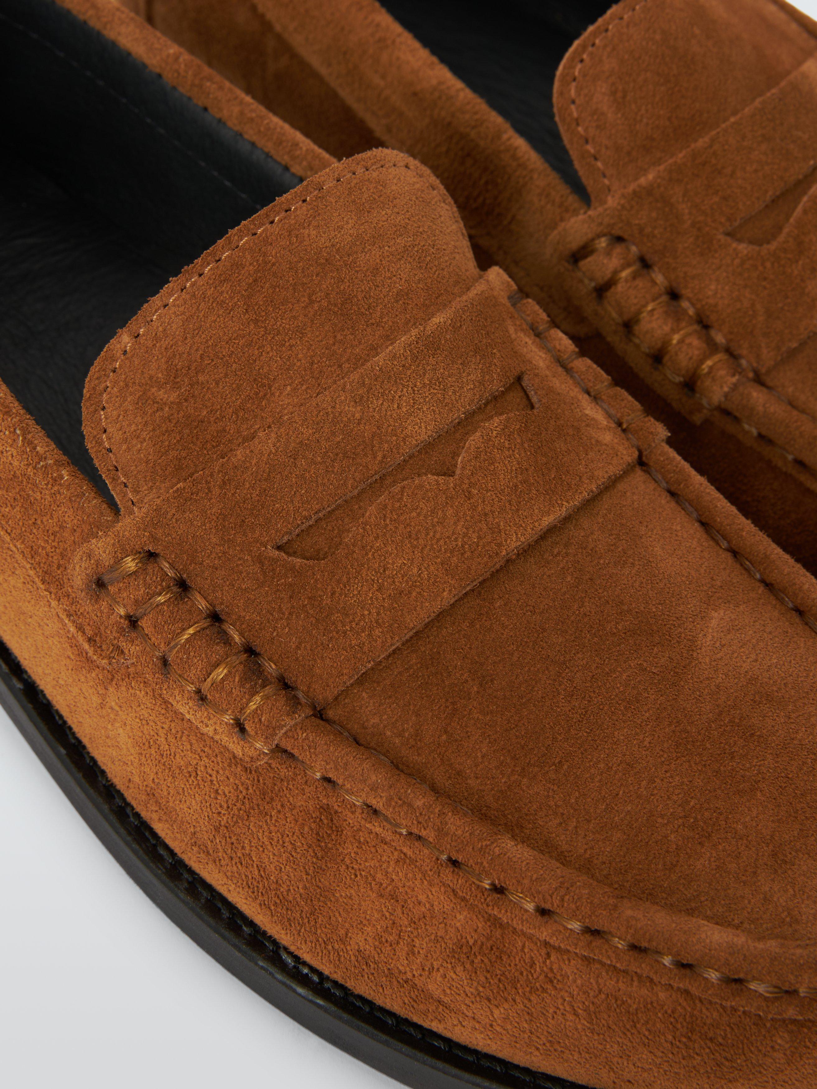 Product image 4 of 6, which shows John Lewis Golders Suede Square Toe Loafers, Tan, 3