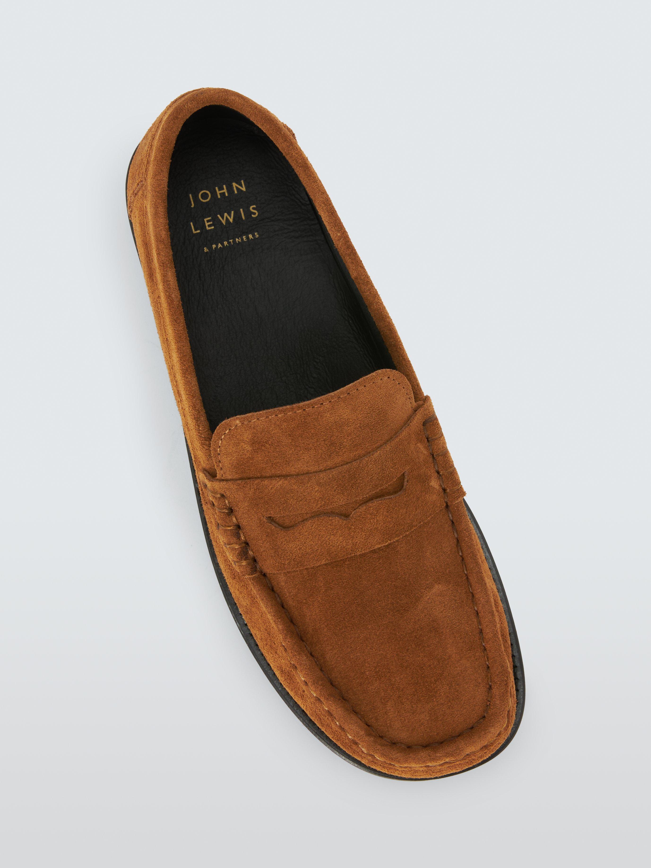Product image 5 of 6, which shows John Lewis Golders Suede Square Toe Loafers, Tan, 3