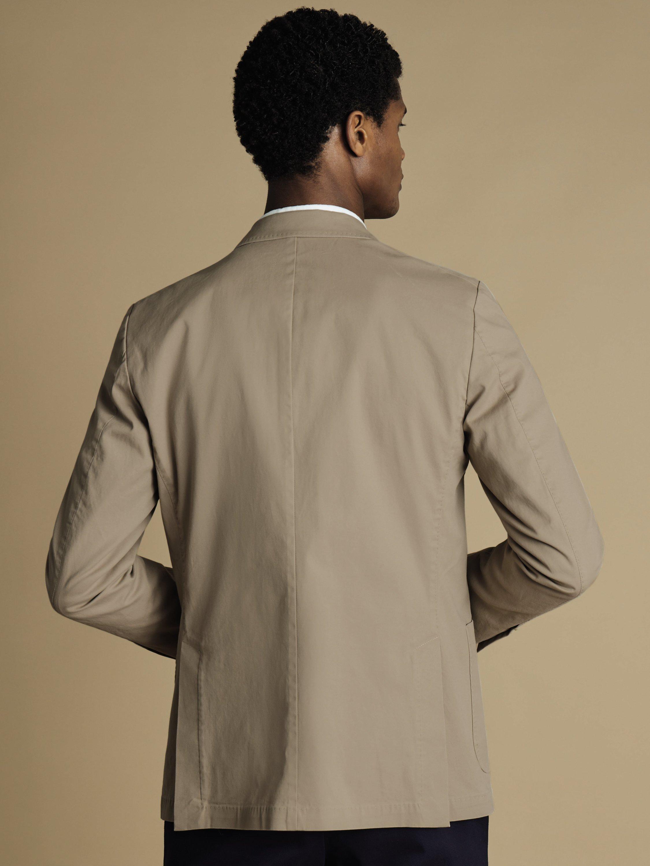 Product image 4 of 5, which shows Charles Tyrwhitt Single Breasted Cotton Blend Blazer, Taupe, 36R