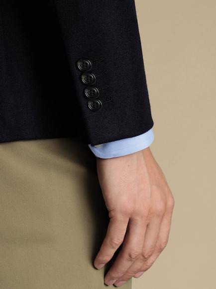 Charles Tyrwhitt Tailored Fit Unstructured Merino Wool Blazer, Navy - view 2, Navy