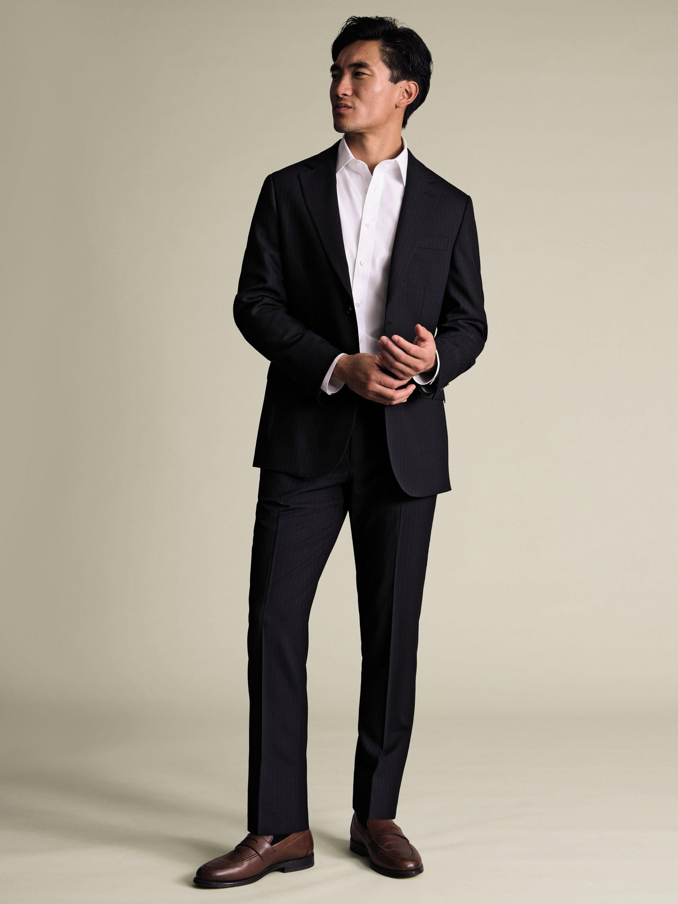 Product image 4 of 6, which shows Charles Tyrwhitt Stripe Wool Blend Suit Blazer, Navy Stripe, 36R