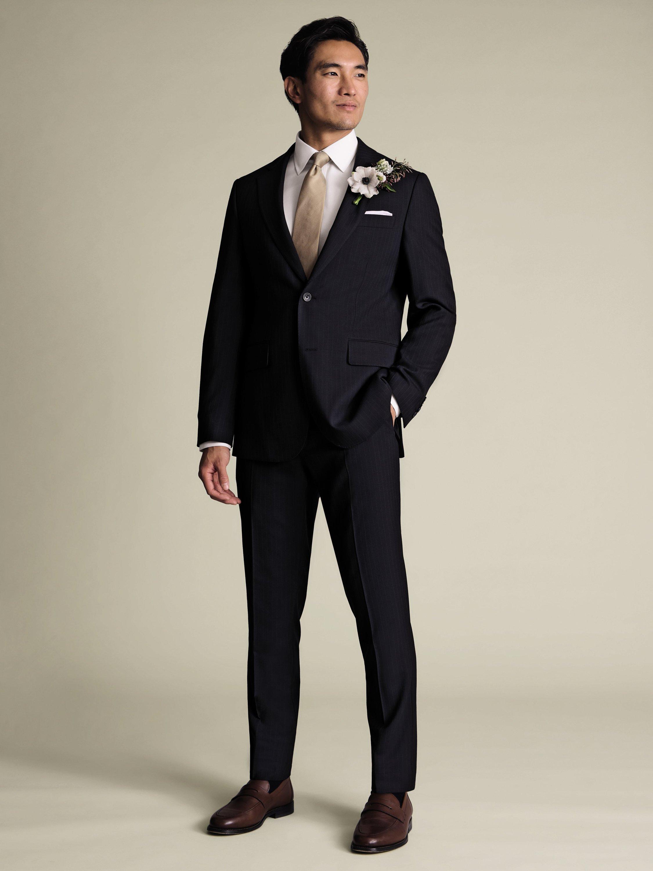 Product image 6 of 6, which shows Charles Tyrwhitt Stripe Wool Blend Suit Blazer, Navy Stripe, 36R