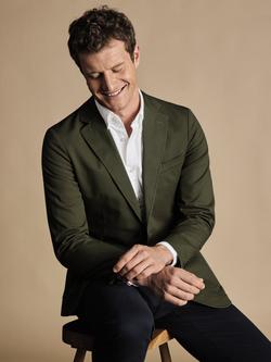 Charles Tyrwhitt Slim Fit Cotton Blend Stretch Blazer, Olive - view 2, Olive
