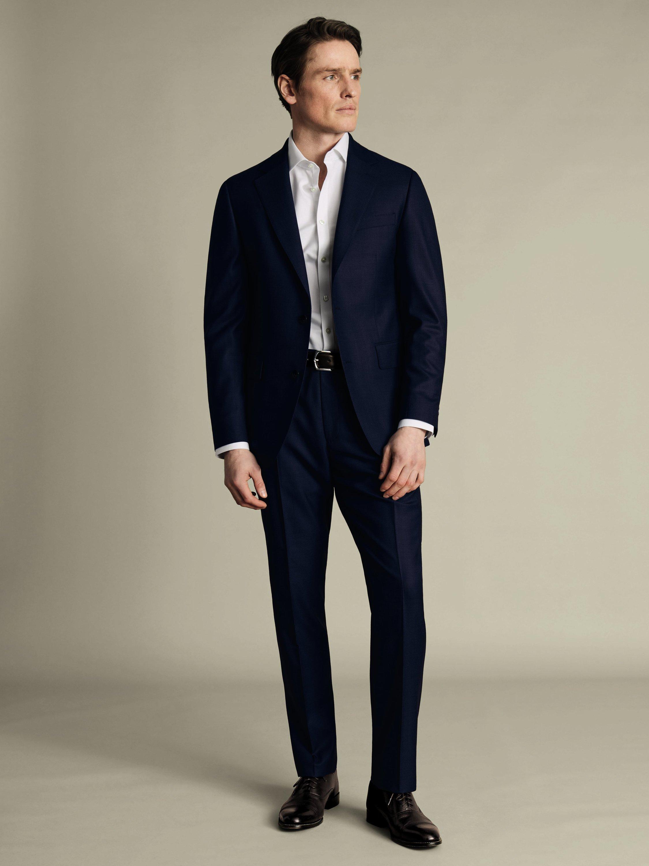 Product image 4 of 5, which shows Charles Tyrwhitt Single Breasted Wool Blazer, Indigo, 36R