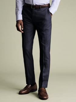 Charles Tyrwhitt Sharkskin Merino Wool Slim Trousers, Mid Blue, Mid Blue