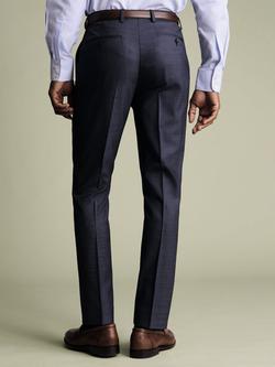 Charles Tyrwhitt Sharkskin Merino Wool Slim Trousers, Mid Blue - view 2, Mid Blue