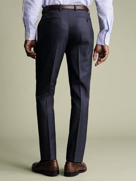 Charles Tyrwhitt Sharkskin Merino Wool Slim Trousers, Mid Blue - view 2, Mid Blue