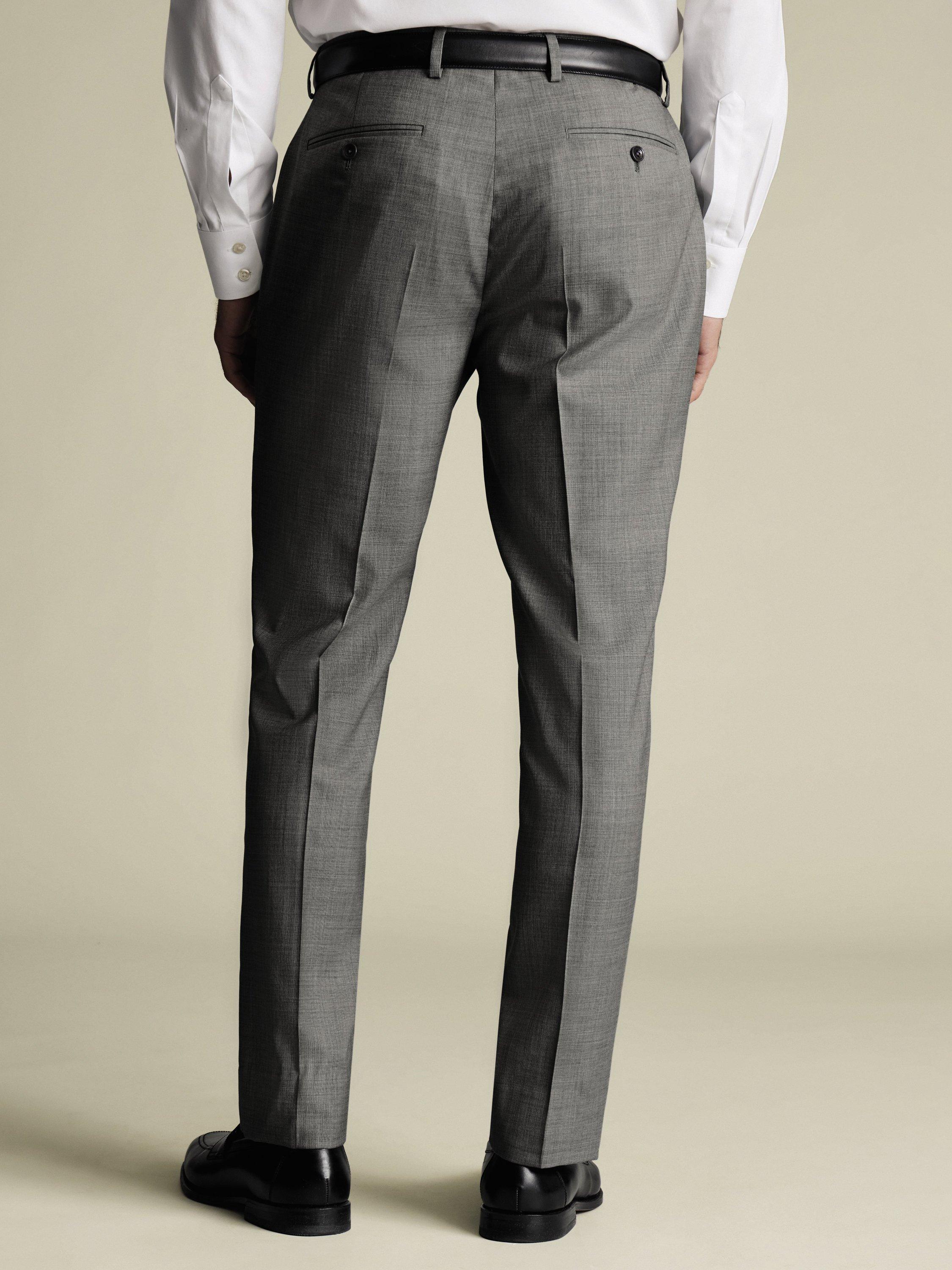 Product image 2 of 4, which shows Charles Tyrwhitt Wool Tailored Trousers, Grey, 30S