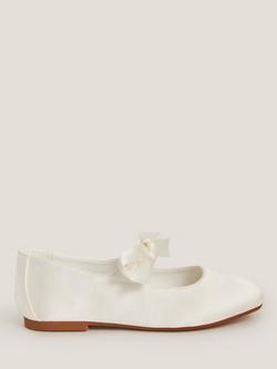 Monsoon Kids' Satin Bow Ballet Flat Shoes, Ivory, Ivory