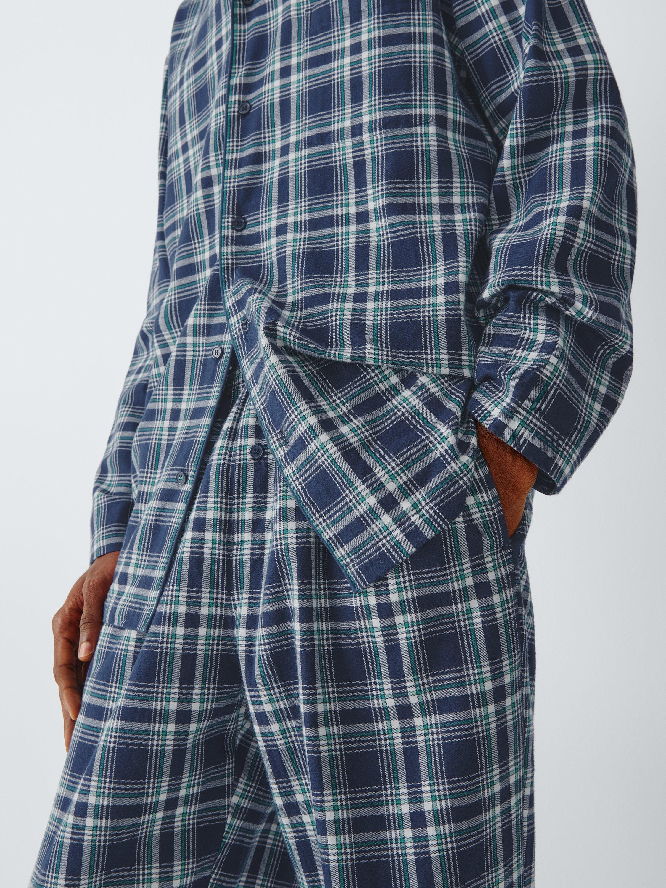Product image 6 of 6, which shows John Lewis Check Organic Cotton Pyjama Set, Blue Navy, S