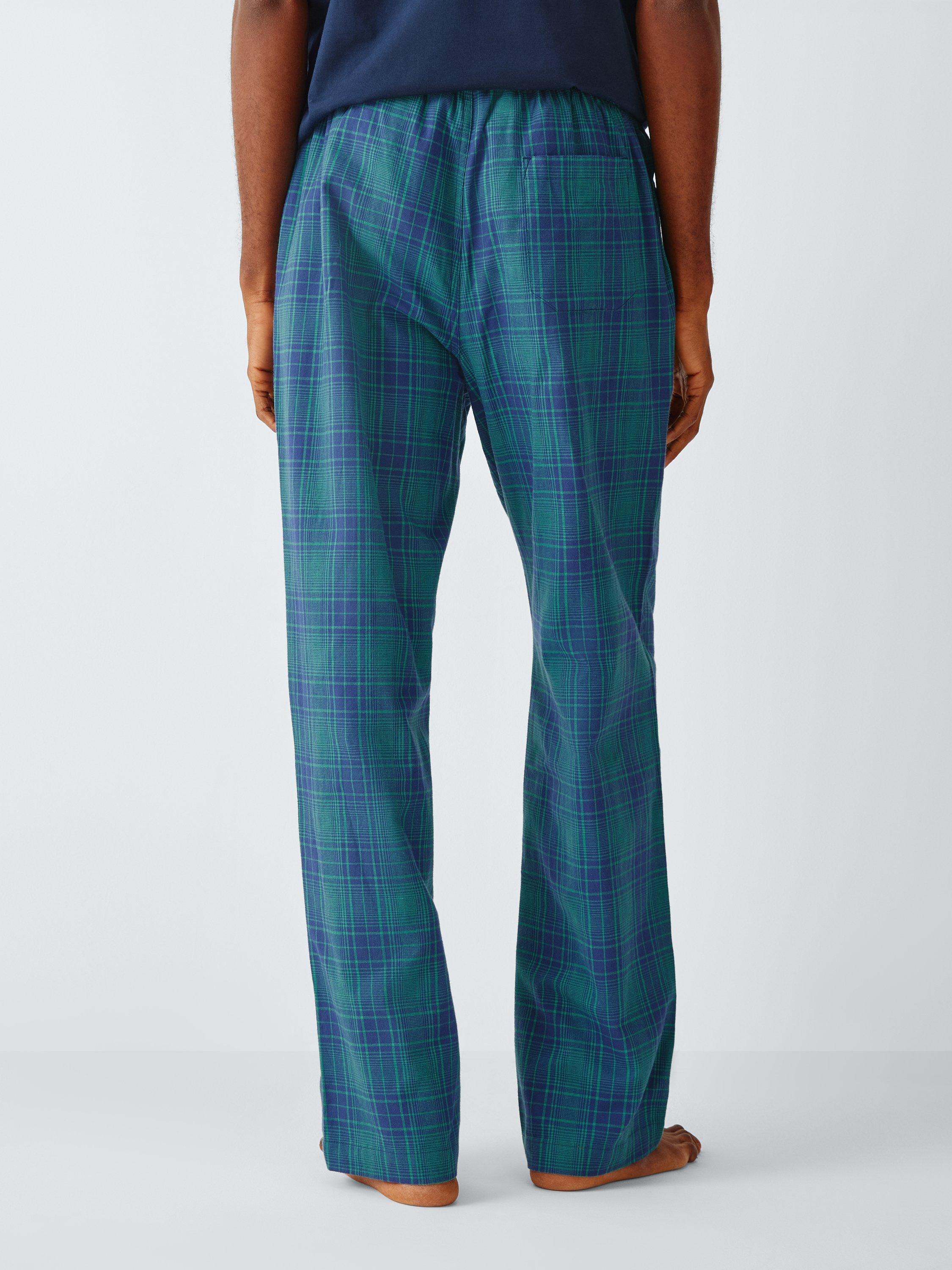 Product image 2 of 6, which shows John Lewis Check Organic Cotton Pyjama Bottoms, Green Mid, S