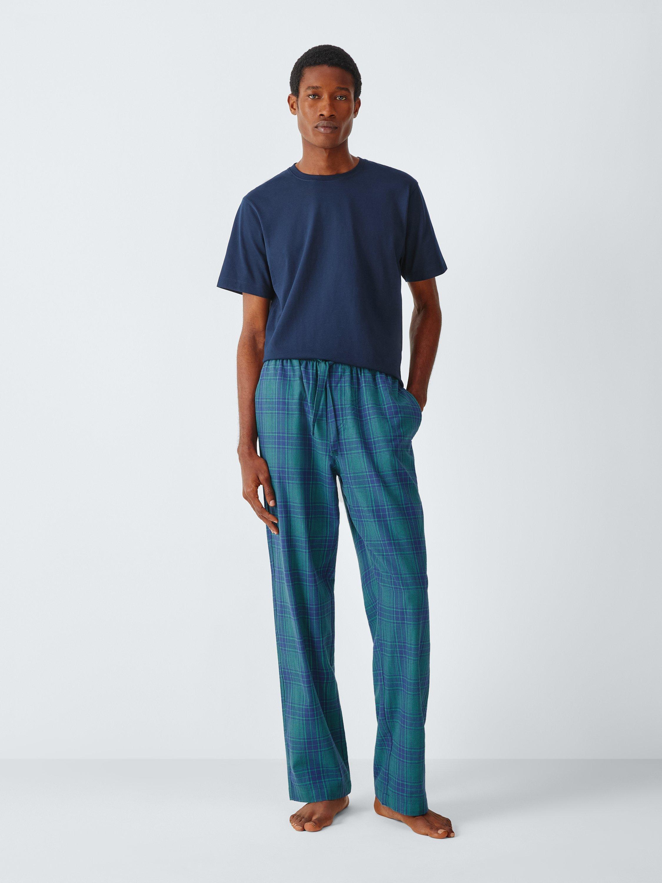 Product image 3 of 6, which shows John Lewis Check Organic Cotton Pyjama Bottoms, Green Mid, S