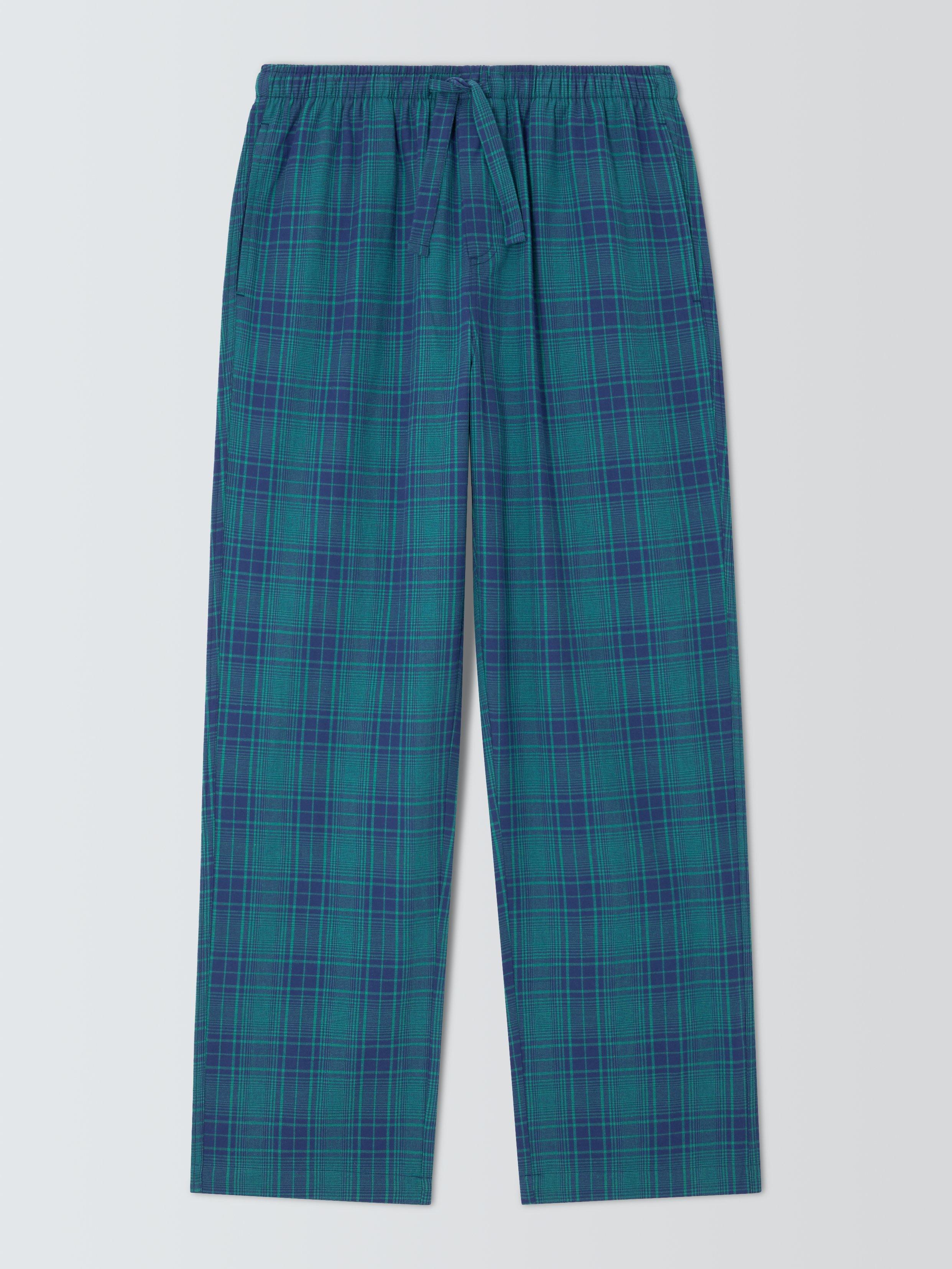 Product image 4 of 6, which shows John Lewis Check Organic Cotton Pyjama Bottoms, Green Mid, S