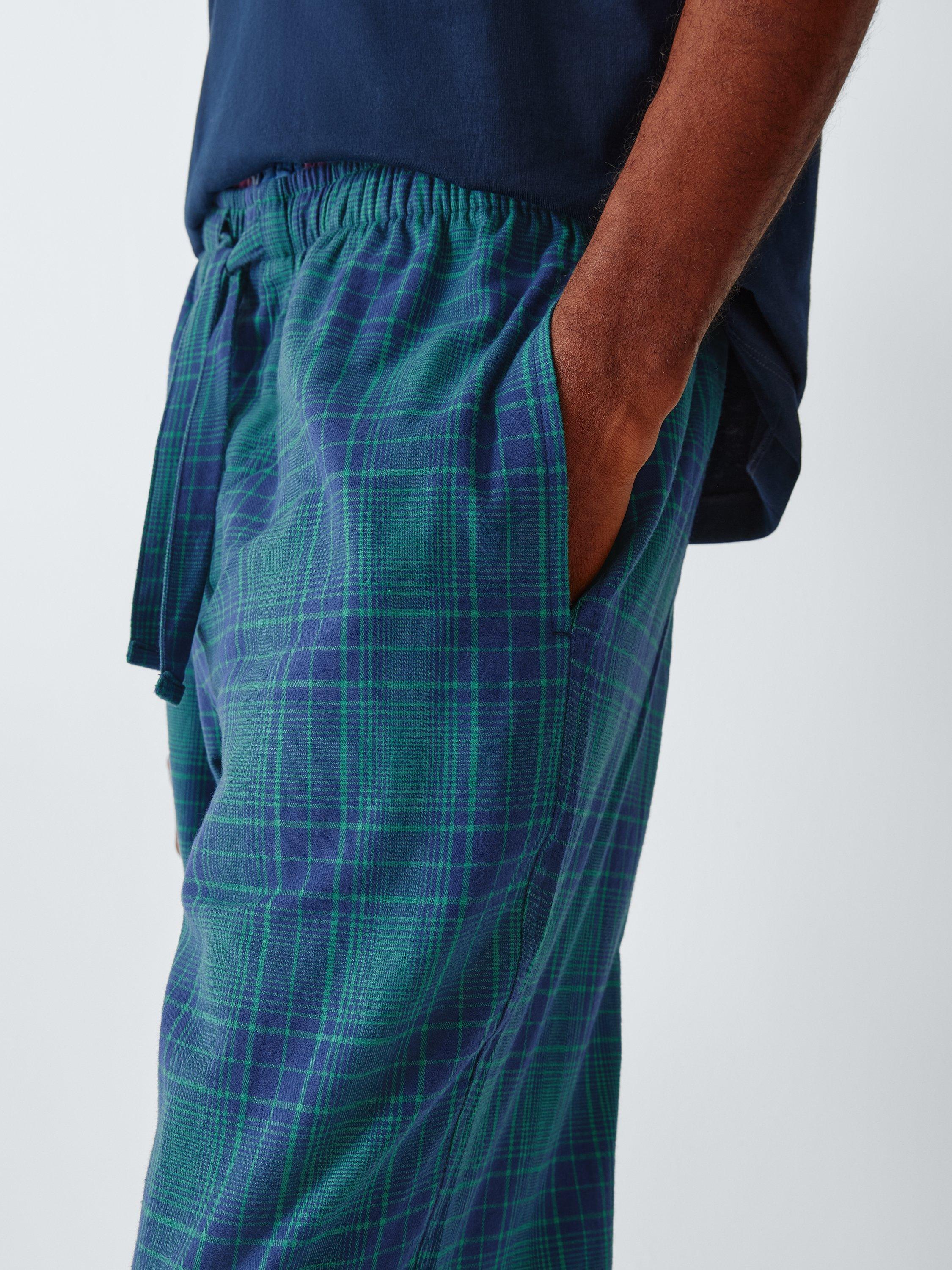 Product image 5 of 6, which shows John Lewis Check Organic Cotton Pyjama Bottoms, Green Mid, S