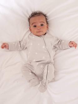 Truly Baby Star Zip Through Sleepsuit, Light Grey, Light Grey