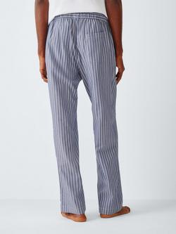 John Lewis Stripe Organic Cotton Pyjama Bottoms, Blue Mid - view 2, Blue Mid