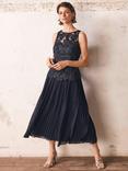 Mint Velvet Floral Appliqué Maxi Dress, Navy Blue