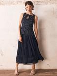 Mint Velvet Floral Appliqué Maxi Dress, Navy Blue