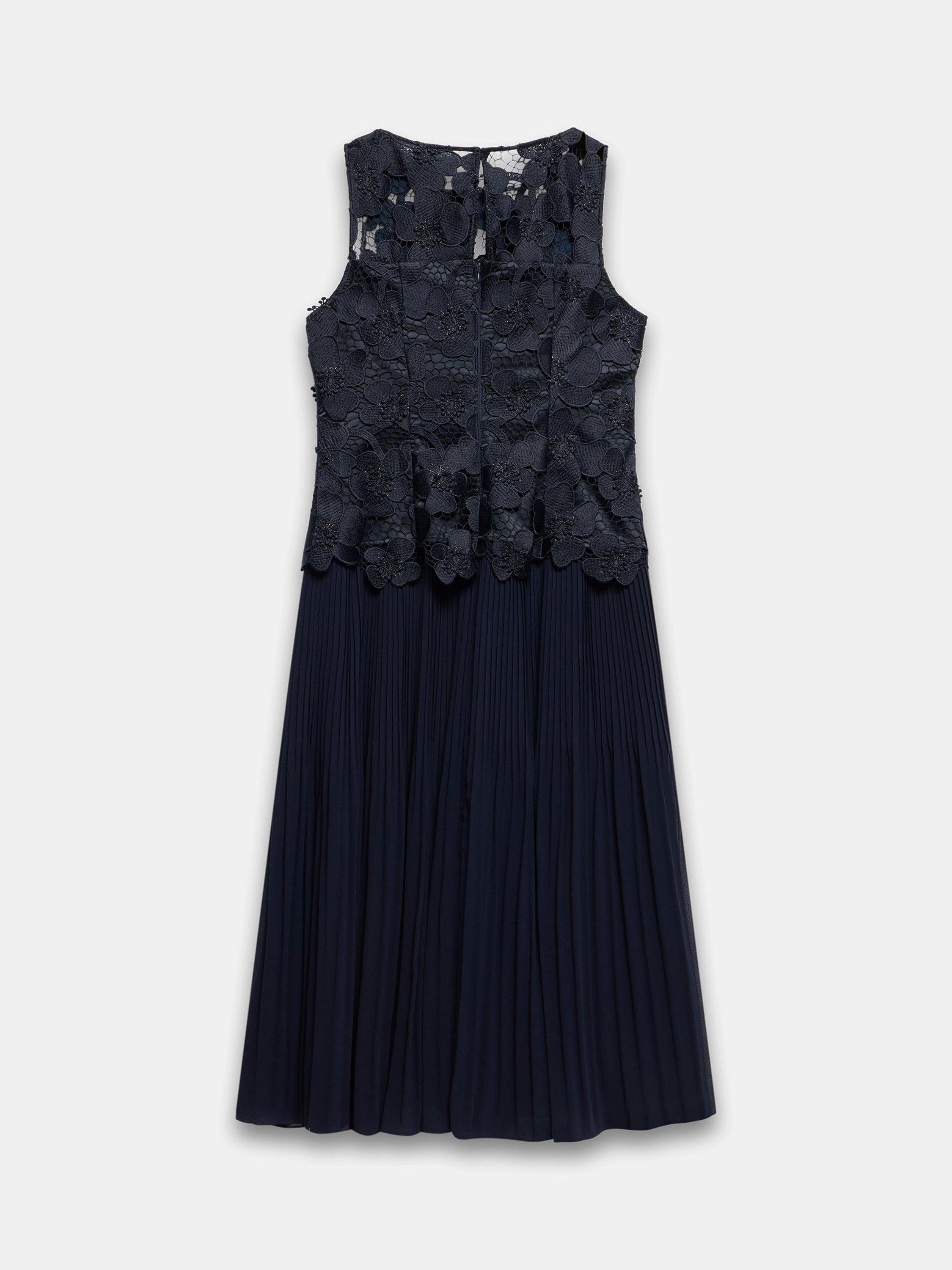 Mint Velvet Floral Appliqué Maxi Dress, Navy Blue