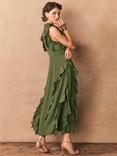Mint Velvet High Neck Ruffle Maxi Dress, Green