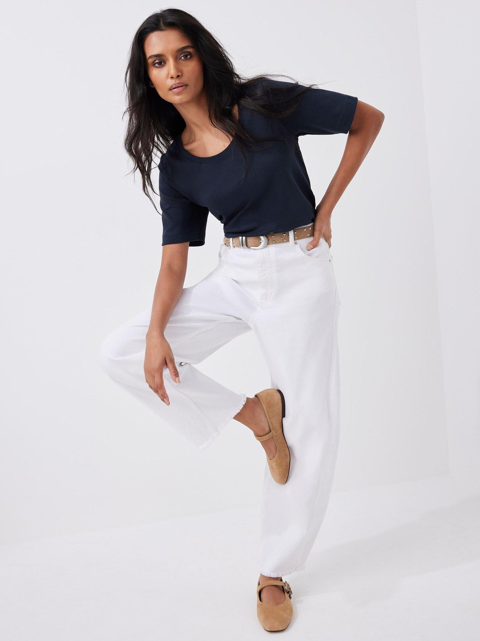 Product image 1 of 6, which shows Mint Velvet Scoop Neck T-Shirt, Navy, XS