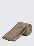 Moss Linen Knitted Tie, Brown