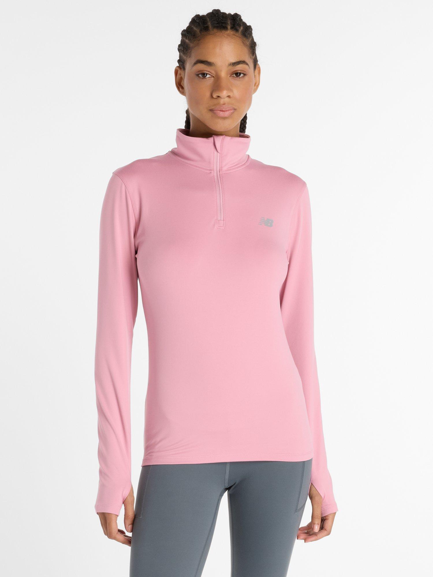 Product image 1 of 6, which shows New Balance Women's Essentials Space 1/4 Zip Pullover, Pink Taffy, XS